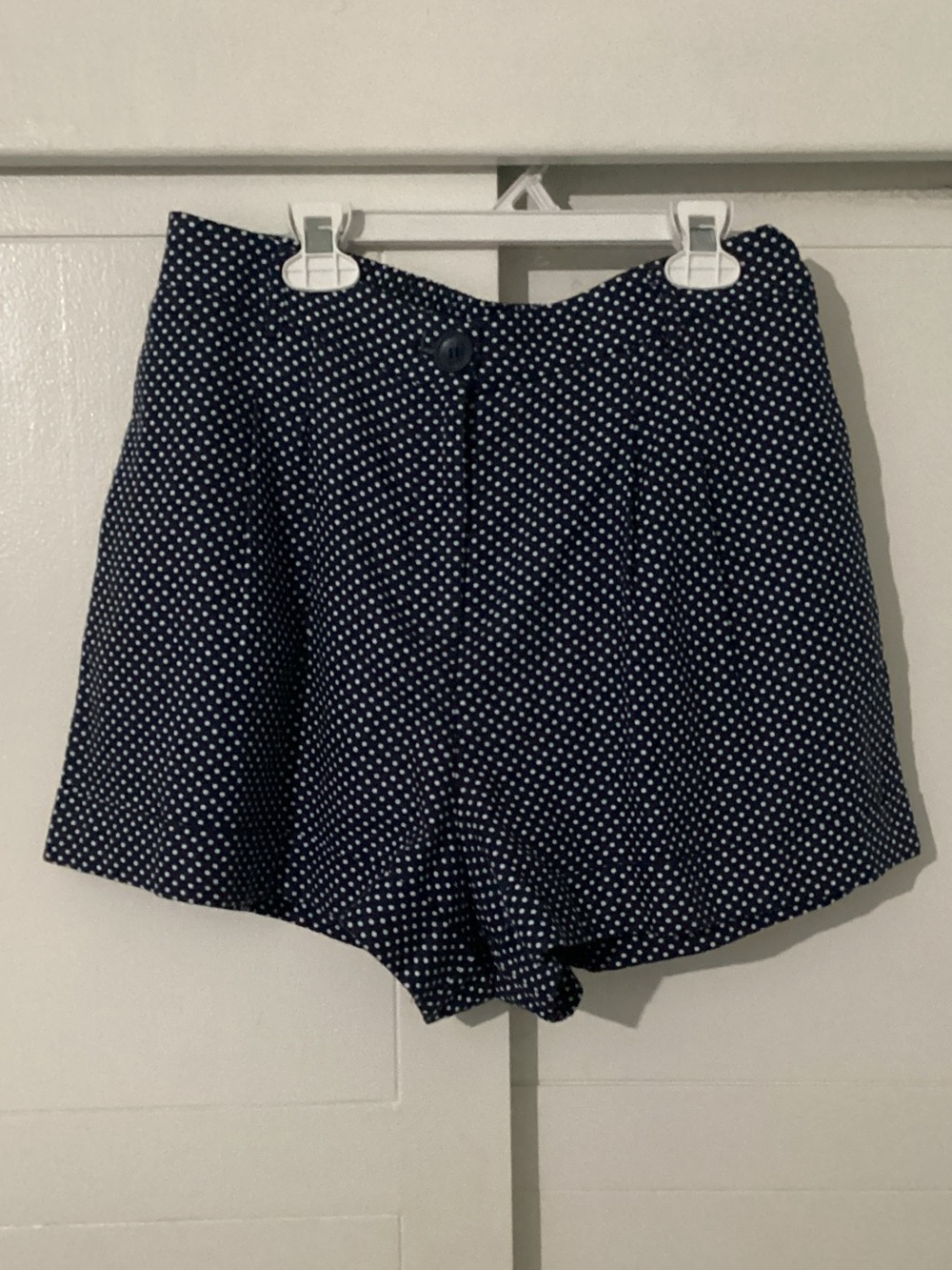 Calypso St. Barth Navy Polka Dot High-Waist Shorts
